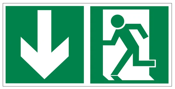 Sinal de resgate ícone de saída de emergência seta de saída — Vetor de Stock