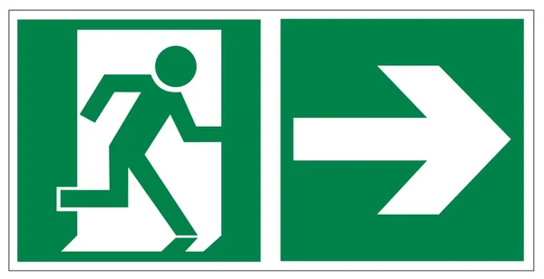 Panneaux de sauvetage icône sortie sortie de secours flèche — Image vectorielle