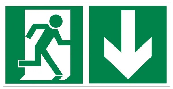 Sinal de resgate ícone de saída de emergência seta de saída — Vetor de Stock
