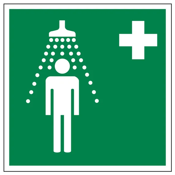 Rettungsschilder Symbol Ausgang Notfall-Sicherheitsdusche — Stockvektor
