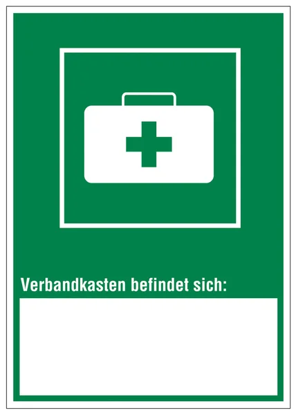 Sinal de resgate ícone de saída caso kit de primeiros socorros de emergência — Vetor de Stock