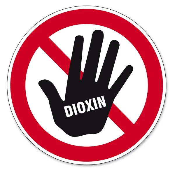 Dioxin food egg skull hand sign traffic sign — Stock Vector