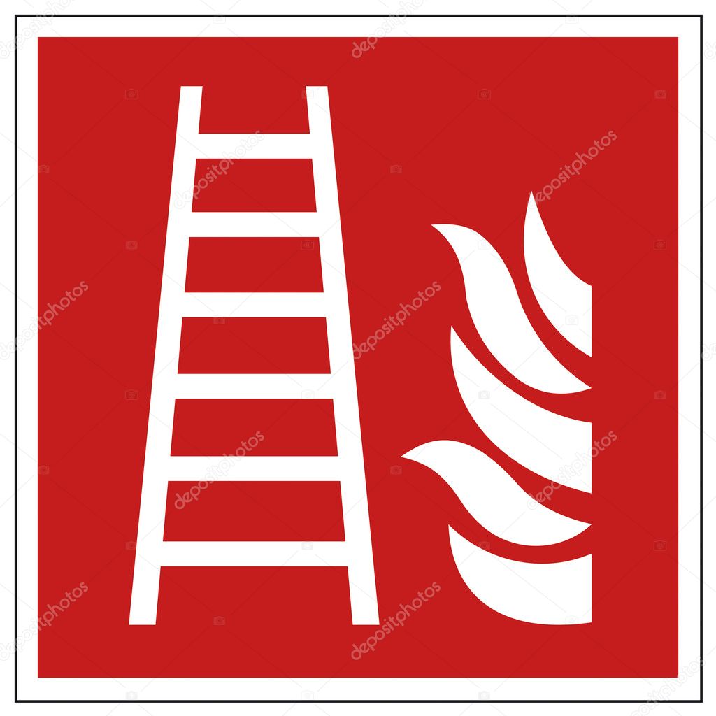 Fire safety sign ladder warning sign