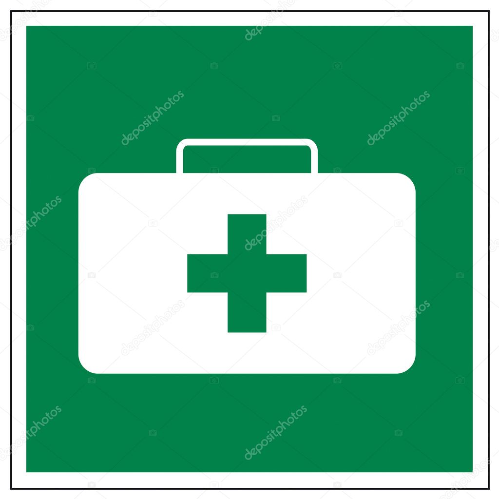 Rescue signs icon exit emergency first aid kit
