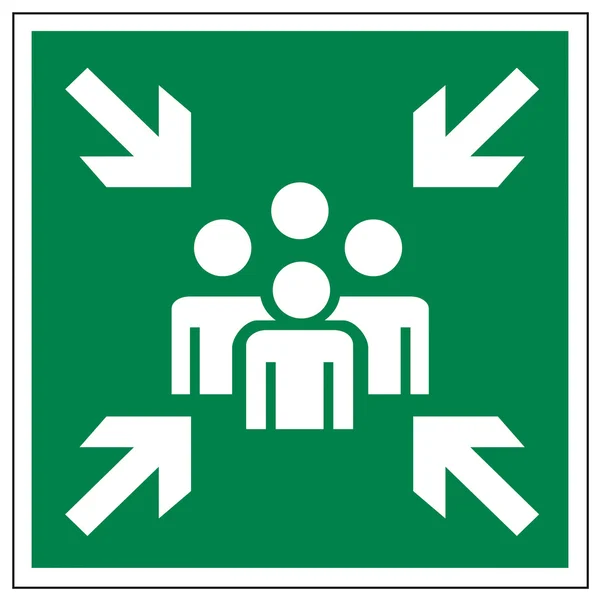 Panneaux de sauvetage icône sortie urgence point de collecte flèche — Image vectorielle