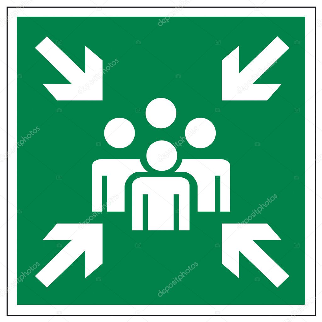 Rescue signs icon exit emergency collecting point arrow