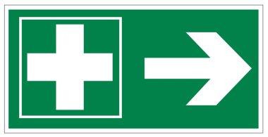 Rescue signs icon exit emergency first aid kit cross arrow clipart