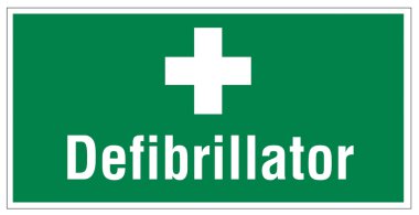 Rescue signs icon exit emergency defibrillator heart cross