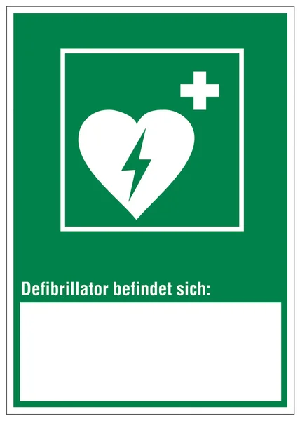 Panneaux de sauvetage icône sortie défibrillateur d'urgence croix cardiaque — Image vectorielle