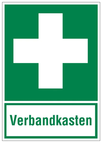 Rettungsschilder symbolisieren den Ausstieg aus dem Erste-Hilfe-Set — Stockvektor