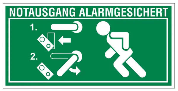 Segnali di soccorso icona uscita uscita di emergenza figura sistema di allarme porta — Vettoriale Stock