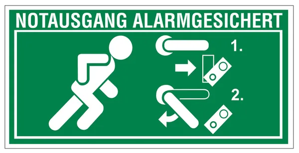Signes de sauvetage icône sortie issue de secours figure porte système d'alarme — Image vectorielle