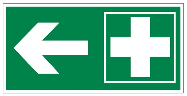 Záchrana podepisuje ikonu exit první pomoci kit kříž šipku — Stockový vektor