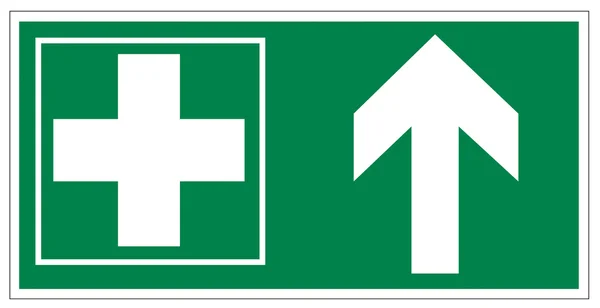 Rettungsschilder Symbol Notausgang Erste-Hilfe-Set Querpfeil — Stockvektor