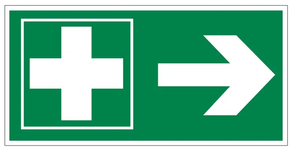 救助標識アイコン出口緊急で応急処置キットの十字の矢印 — ストックベクタ