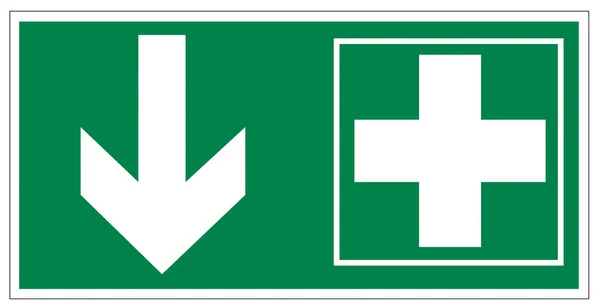 Záchrana podepisuje ikonu exit první pomoci kit kříž šipku — Stockový vektor