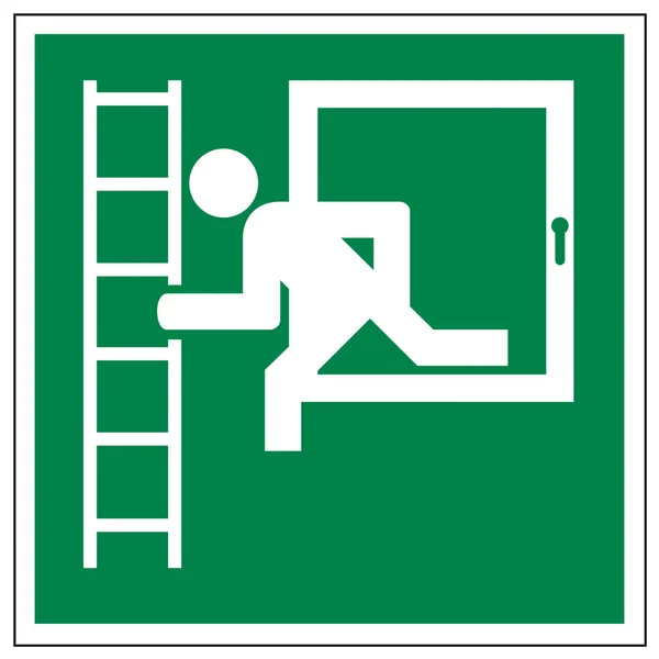 Panneaux de sauvetage icône sortie issue de secours figure porte échelle — Image vectorielle