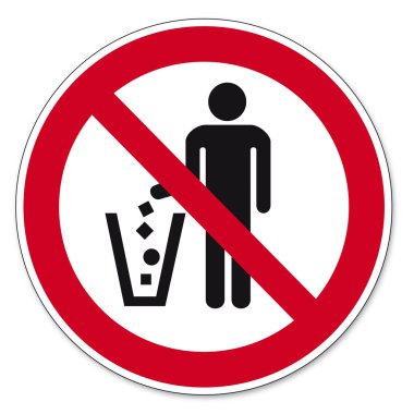 Prohibition signs BGV icon pictogram Throw waste prohibited clipart