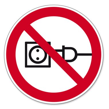 Prohibition signs BGV icon pictogram Pull the cable prohibited clipart