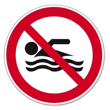 Prohibition signs BGV icon pictogram swimming prohibited clipart