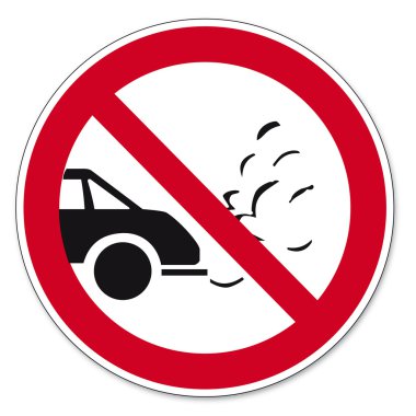 Prohibition signs BGV icon pictogram Turn off the engine while waiting clipart