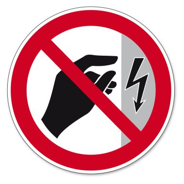 Prohibition signs BGV icon pictogram Do not touch housing energized clipart