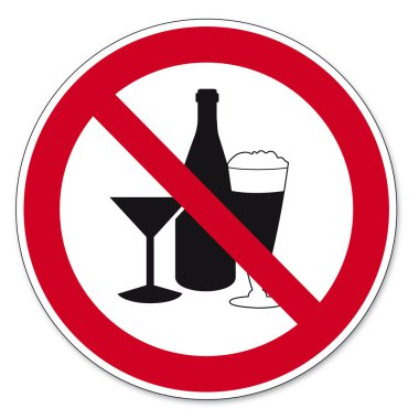 Prohibition signs BGV icon pictogram Consumption of alcohol prohibited clipart