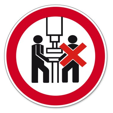 Prohibition signs BGV icon pictogram Machine shall be operated by one person clipart