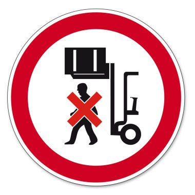 Prohibition signs BGV icon pictogram Do not walk under raised load clipart