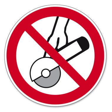 Prohibition signs BGV icon pictogram Hands-free and hand held machines permitted clipart