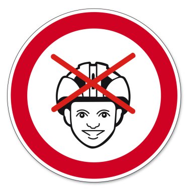 Prohibition signs BGV icon pictogram helmet ban bike clipart