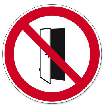 Prohibition signs BGV icon pictogram Doors do not close door open clipart