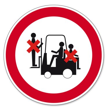 Prohibition signs BGV icon pictogram Prohibited to ride truck clipart