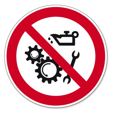 Prohibition signs BGV icon pictogram Lubricating oils prohibited clipart