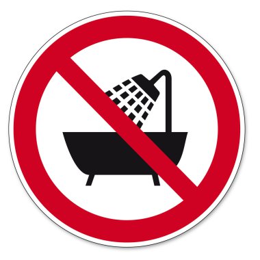 Prohibition signs BGV icon pictogram Device use in the bathtub clipart