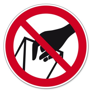Prohibition signs BGV icon pictogram Reach into the bed of forbidden clipart