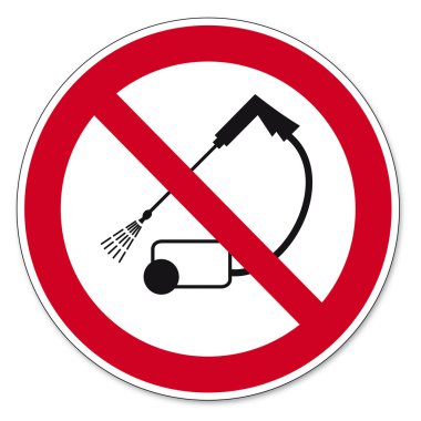 Prohibition signs BGV icon pictogram Clean with high pressure prohibited clipart