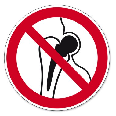 Prohibition signs BGV icon pictogram Metal implant patient clipart