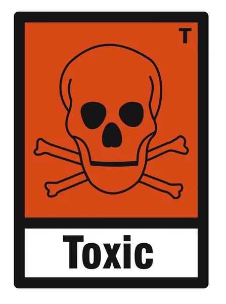 Bezpečnostní označení nebezpečí znamení nebezpečné chemické chemie toxické lebka — Stockový vektor