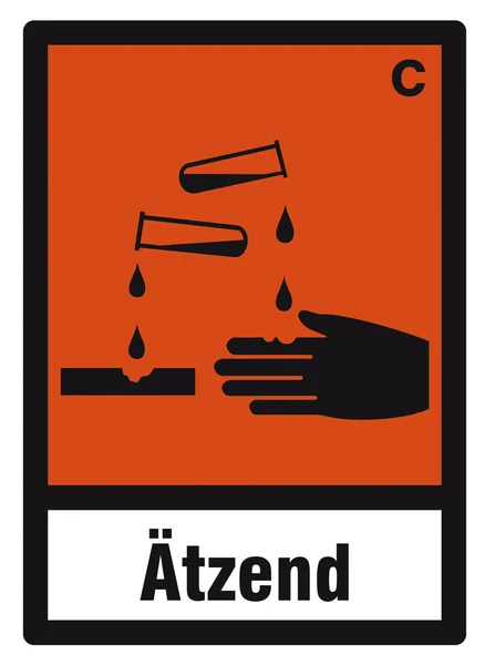 Panneau de sécurité signe de danger chimie chimique dangereuse corrosif — Image vectorielle