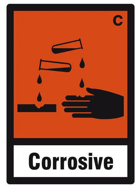 Знак безопасности знак опасности опасной химической химии коррозионной — стоковый вектор