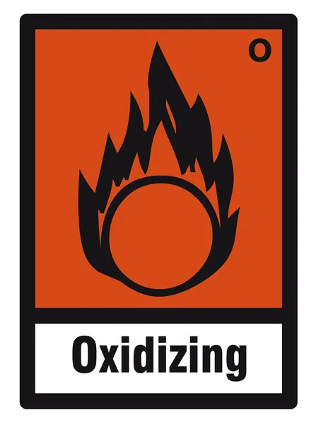 Bezpečnostní značkou nebezpečí znamení nebezpečné chemické chemie oxidační — Stockový vektor