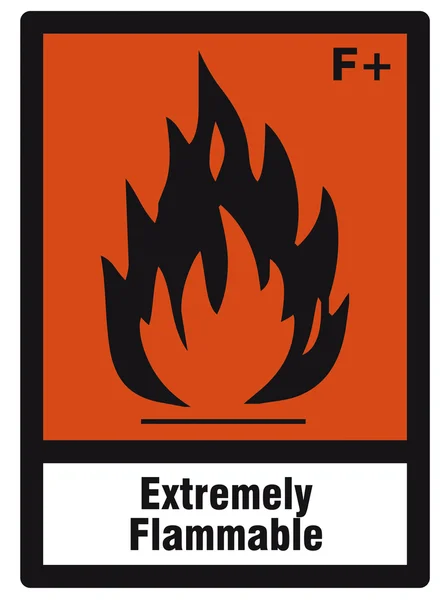 Panneau de sécurité signe de danger chimie chimique dangereuse extrêmement inflammable — Image vectorielle
