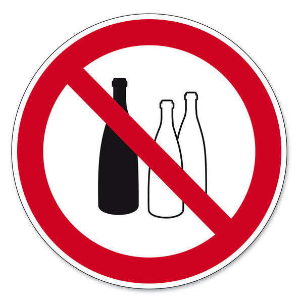 Prohibition signs BGV icon pictogram Filling of hazardous substances banned in food containers