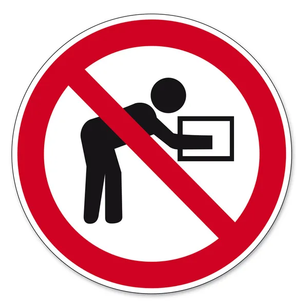 Panneaux d'interdiction pictogramme icône BGV Effectuer de telles opérations de levage interdit — Image vectorielle
