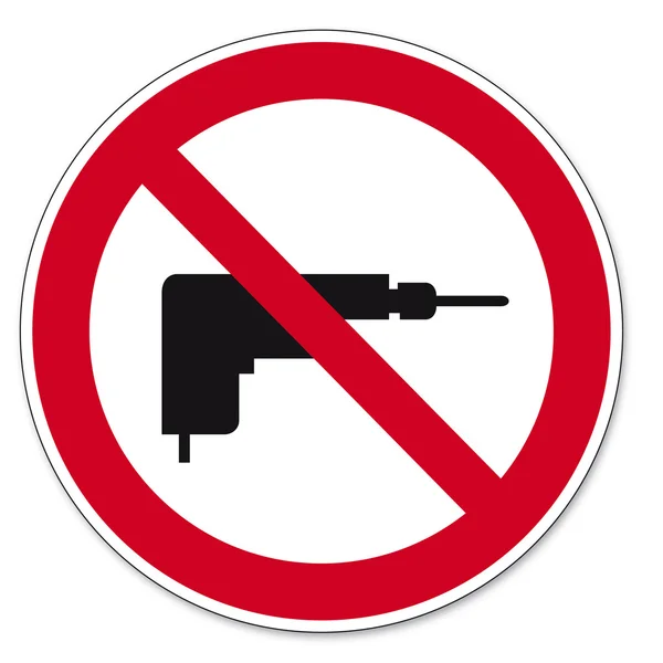 Prohibition signs BGV icon pictogram drilling prohibited drill — Stock Vector