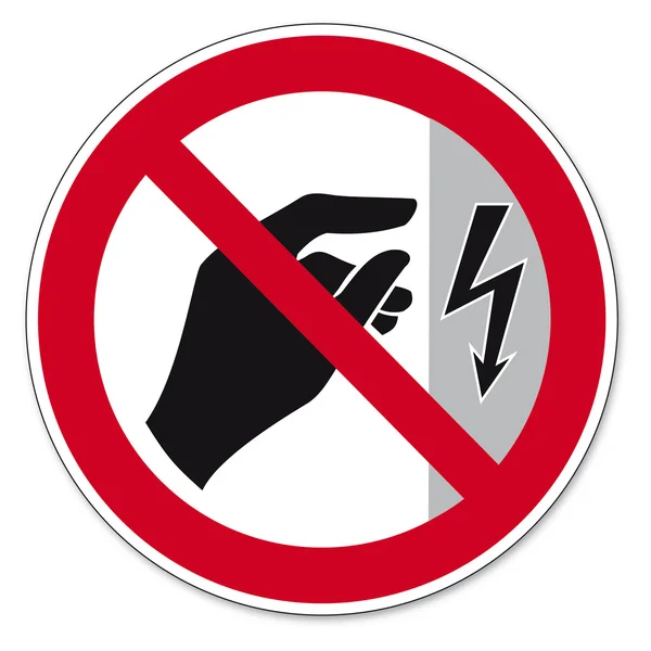Prohibition signs BGV icon pictogram Do not touch housing energized — Stock Vector