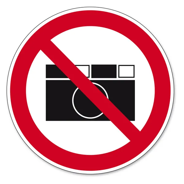 Panneaux d'interdiction pictogramme icône BGV photographier paparazzi interdit — Image vectorielle