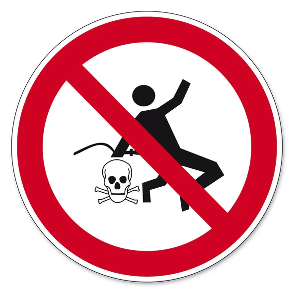 Signos de prohibición Pictograma icono BGV Limpieza en seco con aire comprimido prohibido — Vector de stock