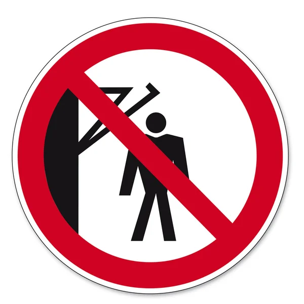 Segni di divieto Pittogramma icona BGV Non camminare dietro il braccio — Vettoriale Stock